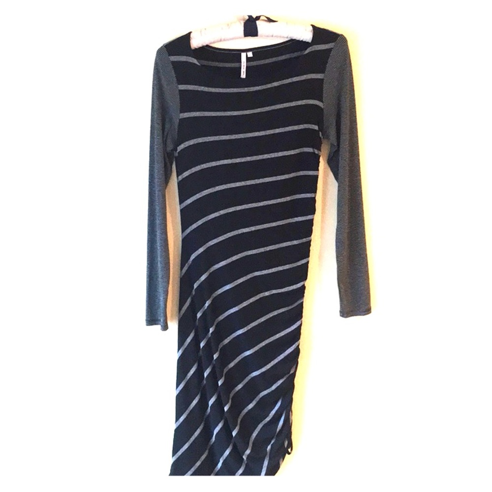 NWT Michael Stars striped side ruching dress